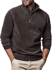 [Generic] Fashion Velvet Sweatshirt Men Advantage Performance Mock Neck Thermal Long-Sleeve Quarter Zip Velour Sweaters Pullover Tops