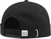 [VKEID] Men's Brimless Hat Hat Men and Women Spring and Autumn Landlord Hat Retro Brimless Hat Brimless Hat (Color : Black, Size : Large)