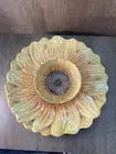 Maxcera Flowing Sunflowers Chips & Dip Round Platter 14”