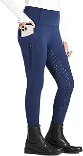 [FitsT4 Sports] Kids Riding Breeches Girls Riding Leggings Silicone Full Seat High Waist Riding Pants with 2 Side Zip Pockets and Belt Loops