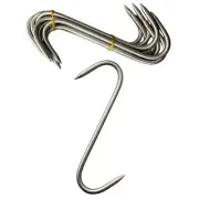 SET 10 x 8 in Solid Stainless Steel Meat S-Hooks Butchers Hunters Sausage Making