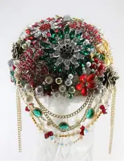 Garden Theme Jewelry Bridal Wedding Bouquet One-of-a-Kind Hand Made for BRIDE