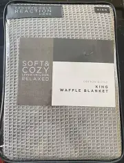 Kenneth Cole REACTION Home King Soft & Cozy Cotton Blend Waffle Blanket Silver