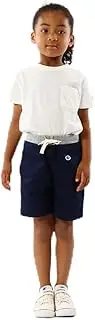 [Champion] CK-Z510 Kids' Short Pants, 100% Cotton, Slash Pockets on Both Sides, Ribbed, Hip Patch Pockets, Script Logo, Shorts, Basic