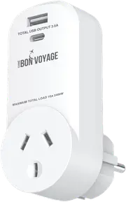 Bon Voyage Travel Adaptor AU to EU (2 USB Ports)