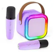 Mini Karaoke Machine for Kids, Karafun Premium with Thousands of Purple 2 Mics