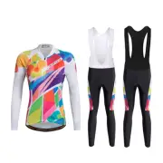 Women's Winter Cycling Gear Long Sleeve Jersey & Padded Bib Pants Set Coolmax