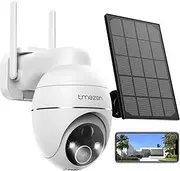 [TMEZON] Solar Battery Surveillance Camera Outdoor, 2K Wireless PTZ WLAN IP Outdoor Camera with Colour Night Vision, PIR Motion Sensor, Siren/White Light Alarm, 2-Way Audio, 2.4GHz WiFi CloudEdge App