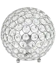 Lalia Home Elipse Medium 8in Contemporary Metal Crystal Round Sphere Glamourous Orb Table Lamp