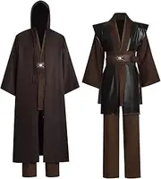 Zngewcv Adult Jedi Costume Coffee Tunic Suit Anakin Knight Uniform Halloween Cosplay Outfit Tunic Cape Pants Full Set