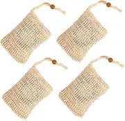 Healvian 4Pcs Mesh Soap Foaming Bags with Drawstring for Easy Hanging Soap Net Holder for Bathing and Shower Travel Accessory for Soap Bar Storage