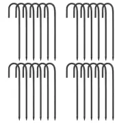 24 Pcs 12" Rebars Stakes, J Hook Ground Stakes, Steel Tent Stake, Black
