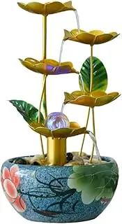 Tabletop Fountain Simplicity Tabletop Fountain Wrought Iron Lotus Leaf Desktop Fountain Tabletop Waterfall Creative Landscape Bonsai Office Relieve Stress