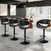 4x ALFORDSON Bar Stools Upholstered Gas Lift All Black