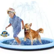 Water Sprinkler Pool Fountain Play Mat 67 inch Kids & Dogs Non-Slip Splash Pad