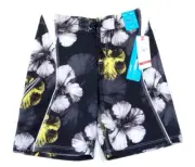 Speedo Speedry Flx System Black Floral Stretch Swim Trunks Boardshorts Men's NWT