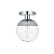 Living District Eclipse 1 Light Flush Mount, Chrome/Clear, 8" - LD6053C