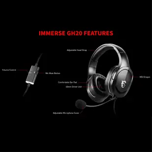 MSI 微星 電競超值組 耳機滑鼠組 Immerse GH20 超輕量 電競耳機 Clutch GM08 電競滑鼠 有線