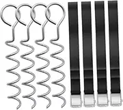 HOODANCOS 1Set Wear Resistant Dog Anchors Tent Accessory with Spiral Shaped Stakes for Secure Outdoor Tethering for Camping Trampolines and More