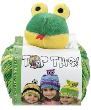 DMC Top This Glow In The Dark Green Frog Knitting Hat Yarn Kit; Pattern Inside