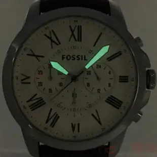 FOSSIL 手錶 FS4735羅馬時標 三眼計時 44mm 米白色錶面 棕色皮帶 男錶