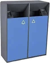 Outdoor Trash Can 38L/80L Outdoor Garbage Can Double Barrels Square Metal Blue Garbage Can, Modern Household Commercial Large Garbage Cans Outside Garbage can(Large)