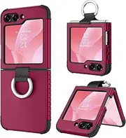[GaoBao] 2 in 1 Full Body Rugged Shockproof Protective Case for Samsung Galaxy Z Flip5 5G 2023 - Red/Black