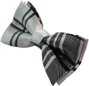 [Zasel] Boys White & Black Plaid Patterned Bow Tie Black, White