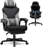 GTPLAYER Gaming Chair, Breathable Mesh Game Chair with Wider Cushion, Ergonomic Gamer Chair with Lumbar Support and Footrest, Height Adjustable Computer Office Chair for Adults (Gray)