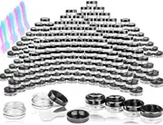 LH 100 Pcs 3g Empty Plastic Containers with Lids,Tiny Makeup Sample Containers Small Pot Jars Clear Round Cosmetic Jars with 20 Pcs Mini Spatulas for Liquid Sample Powder Creams (Black Lid)