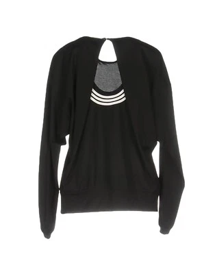 Y-3 by Yohji Yamamoto Women's Sweatshirt Top Black Pullover White Stripes Size L