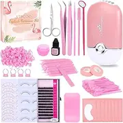 325 PCS Eyelash Extension Kit Lash extension supplies with USB Lash Fan,Lash Extension Glue,Lash Tapes,lash Extension Tweezers,Glue Rings,Eyelash Brushes for Lash Extension Beginners aroic