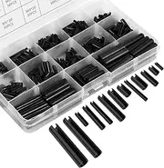 430Pcs Roll Pin Assortment Set Carbon Steel Slotted Spring Pin Kit Split Expansion Pin Fastener Set Metric M1.5/M2/M2.5/M3/M4/M5/M6 Split Pin Kit for Cars Trucks Appliances(black)