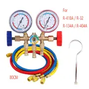 Air Conditioning Pressure Gauge with Hose and Hook 3 Way AC Manifold Gauge Set