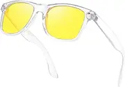 [Nlieanuc] Night Vision Glasses for Driving Polarised Sunglasses Yellow Lenses Night Glasses Men Women Drivers Night Driving Glasses Filters Light Night Vision Goggles, Pure clear
