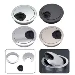 60mm Wire Hole Cover for Desk Metal Grommet Table Cable Tidy in Pearl Silver