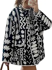 [Arssm] Womens Geometric Quilted Puffer Jacket Winter Lightweight Cute Jacket Padded Coat Crewneck Printed Outerwear