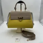 SALVATORE FERRAGAMO SOPHIA Hand Bag Crossbody Shoulder Mimosa Lait Auth New
