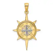 14k Two-tone Gold Two-tone Gold Star w/ Nautical Compass Charm