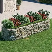 Raised Garden Bed, Elevated Planter Box Plant Container Gabion Galvanised Iron 300x100x50 cm