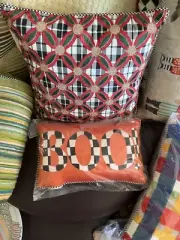 Mackenzie-Childs BOO Halloween Pillow With Courtly Check