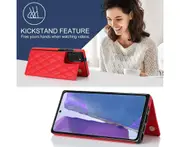Case for Samsung Galaxy Note20,Pu Leather Wallet Case RFID Blocking Credit Card Slots Kickstand Phone Case-Red