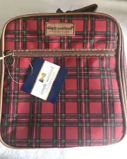 Simply Southern Lunch Bag. Red Plaid With Tan Trim. Zippered Compartments. NWT