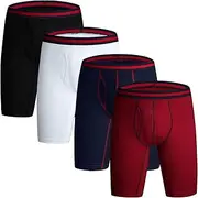 [Casey Kevin] Men's Boxers Long Underwear Boxer Shorts 4 Pack Soft Cotton Breathable Sport Boxer Briefs for Men AK8061