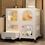 Cat Cage with Cat Litter Box, Large 2/3 Tier Cat Playpen Cat Kennels, Indoor Cat Playpen for Small Animal, Exercise Place Ideal for 1-3 Cat, Orange knob Door Lock (Size : with wheels27.9x18.3x29.5in