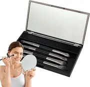 Double Sided Makeup Brushes - Travel Makeup Brushes with Mirror | Professional Face Make up Supplies, Women Cosmetic Tools for Business Trips