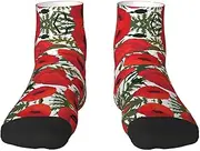 [JBYJBX] Flower Pattern Print Adult Socks Womens Mens Workout Thermal Cozy All-Season Gift Holiday Articles Use