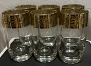 VTG FUG2 by FUMO BROTHERS 6 Clear Glass Beverage Highball Tumblers 24k Greek Key