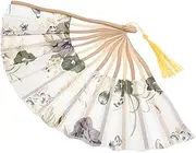 VINTORKY Silk Cloth Fan Chinese Handheld Fans Silk Cloth