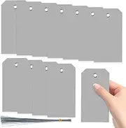 Swpeet 200Pcs Gray 4.72"x2.36" Waterproof Writable Eyelet Hole Plastic Tags with Wires Assortment Kit, Hanging Tags Attached Eyelet Blank Tag for Labeling Luggage Product Identification